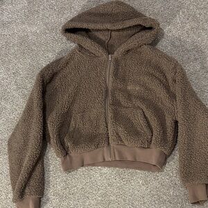 SKIMS Chocolate Brown Cropped Hoodie